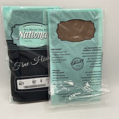 Two Pack Vintage National Fine Hosiery Stocking Color Natural Size M Style 4471