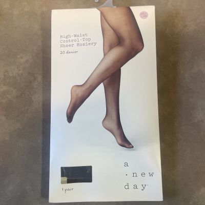 A New Day High Waist Tights Controp Top 20D Sheer High Waisted Size 1X/2X Black