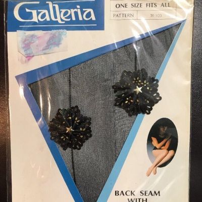 Galleria One Size Fits All Back Seam Stockings With Ornaments On Both Legs NEW