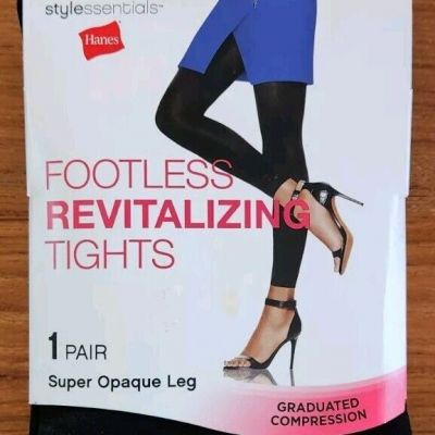 Hanes Women's L / XL Footless Revitalizing Compression Tights BLACK #13424