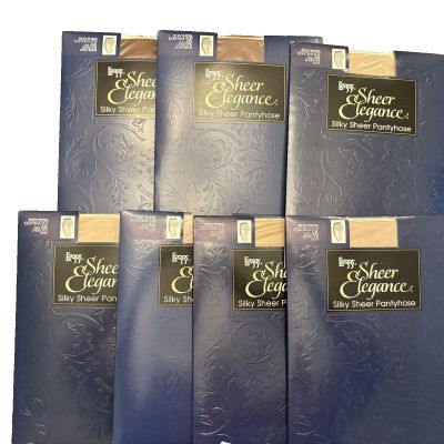 7 Pantyhose L'eggs Leggs Sheer Elegance Silky Sheer Size AB 1998 Buff Beige Vtg