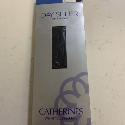 Catherines Pantyhose Day Sheer Hosiery Ribbed Panty Black Size C