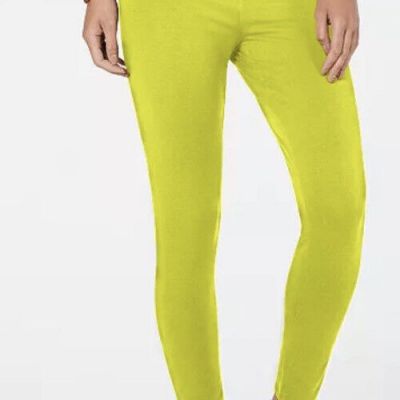 Style & Co Stretch Leggings Fun Yellow Neon Women’s 2XL New Elastic Waistband