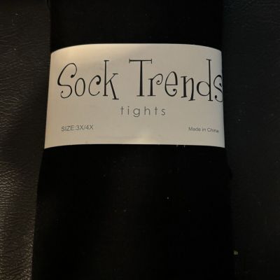 Original SOCK TRENDS TIGHTS COLOR: BLACK  SIZE PLUS 3X/4X ~~ FITS 220-275 LBS