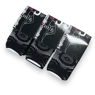 HUE Emilio Cavallini Womens Large Circle Net Tights Size M/L Black 3 Pair New