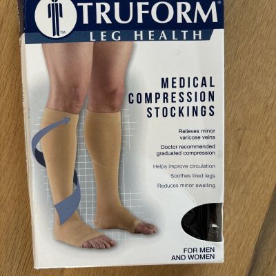 Truform Stockings Knee High Open Toe: 15-20 mmHg M BLACK (0875BL-M)