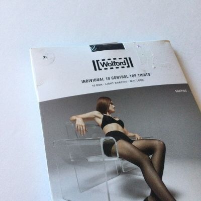 WOLFORD INDIVIDUAL 10 CONTROL TOP TIGHTS IN BLACK SIZE EXTRA LARGE  NWT