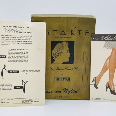 Vintage Astarte Women's Elastic Stretch Stocking Hose Two Pair Original Box