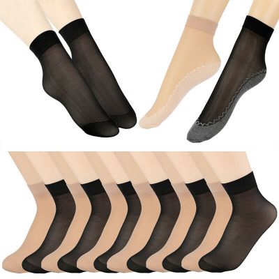 3/12 Pair Women's Ankle Socks Sexy Ultra-thin Elastic Silky Short Silk Stockings