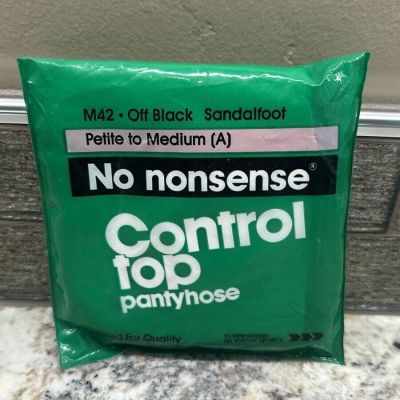 New no nonsense control top pantyhose off black sandalfoot size A