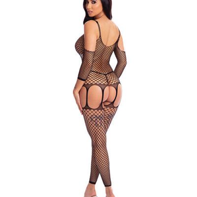 PINK LIPSTICK IN MY HEAD NET FOOTLESS BODYSTOCKING One Size