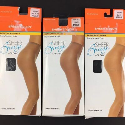 3 Sheer Breeze by Gildan Sheer Pantyhose Reinforced Panty Regular