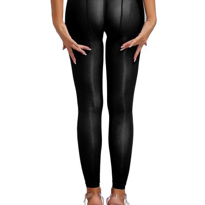 US Women Sheer Stretchy Zipper Crotch Tights Pants Footed Pantyhose Bodystocking