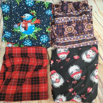 Plus Size Leggins Woman 4 Pairs Colorful Christmas Core Pajama Party Very Soft
