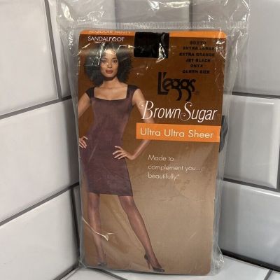 Leggs Brown Sugar Ultra Ultra Sheer Pantyhose Extra Large Jet Black New