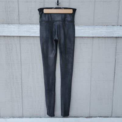 SPANX Metallic Crackle Faux Leather High Waist Legging Pants Small