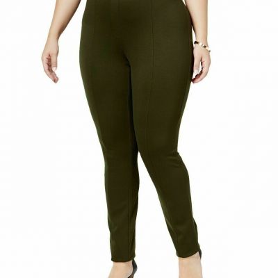 Style & Co Plus Size Seamed Ponte Evening Olive Knit Leggings Size 24W