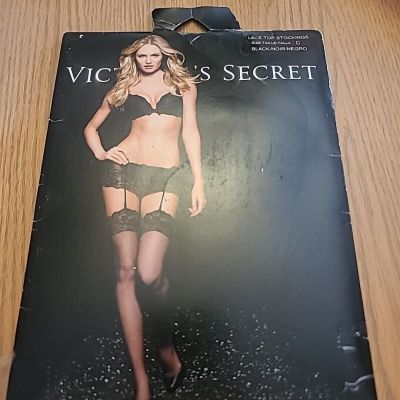 Victoria's Secret Size C Black Lace Top  Stockings