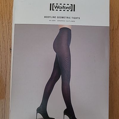 Wolford 14940 Bodyline Geometric Tights, Graphic Outlines Port Royale Size M