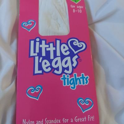 Vintage Little L'eggs Tights Large White Tights For Ages 8-10 Nylon And Spandex