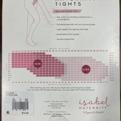 Isabel Maternity Opaque Tights Size L/XL Black  1534