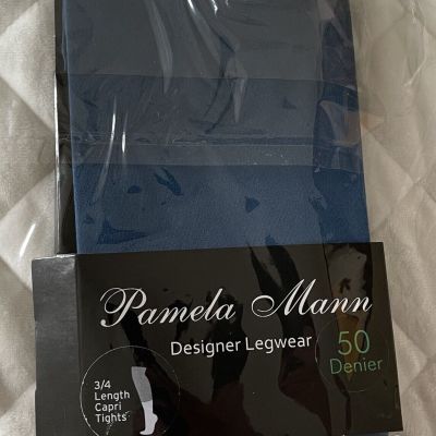 Pamela Mann Designer Legwear 50 Denier 3/4 Tights Capri Pantyhose Denim 1 Size