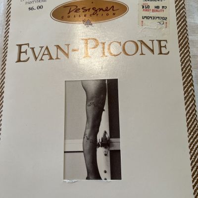 New Vintage Evan Picone MediumShell Scroll Tights Stockings Pantyhose Patterned