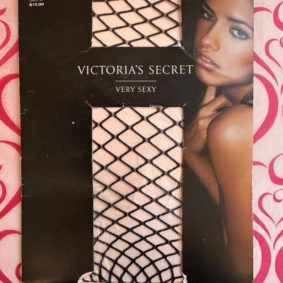 New Victoria's Secret Vintage Very Sexy Fishnet Stringer Pantyhose BLACK Size C