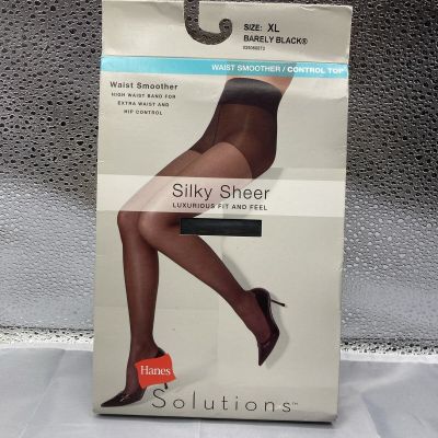 Hanes Solutions XL Silky Sheer Control Top Pantyhose Barely Black NEW 2009