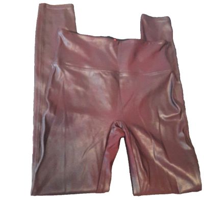 Spanx by Sara Blakely Womens Leggings Pants Large Burgundy Metallic Shine