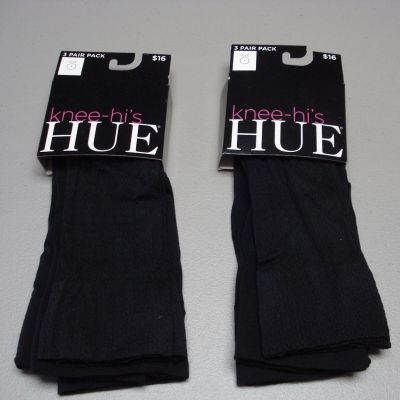 NWT Women's Hue Opaque/Pattern Knee Hi's 6 Pair Size 1 Black #397G
