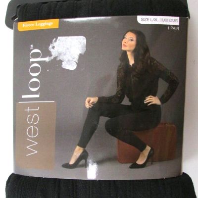 West Loop Women's Sz Large/XL Black Fleece Lined Textured Soft Leggings