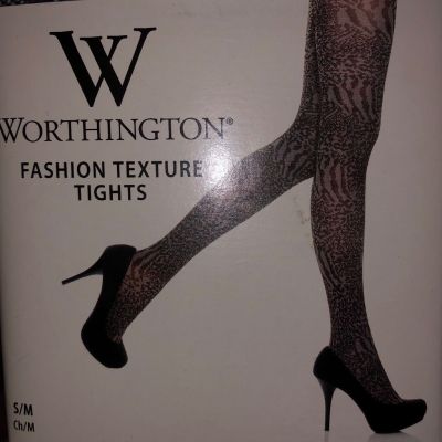 Worthington Black Animal Print Fashion Texture Tights Size S/M NWT UNOPENED!