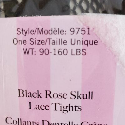 Leg Avenue Black Rose Skull Lace Tights Size 4