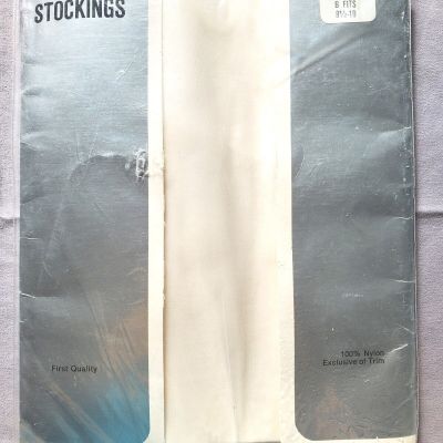 Garter Stockings Nylons Sheer WHITE Sz B Fits 9.5-10.5 Vtg Thigh Hi Sissy NOS