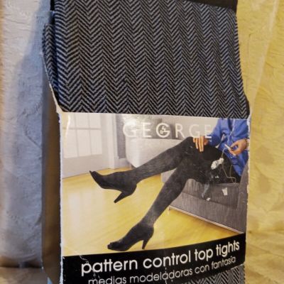 george pattern control top tights size 3 black soot