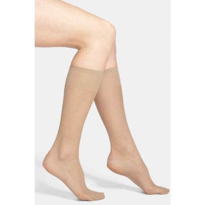 NORDSTROM Women's 3-Pack Sheer Knee Highs Socks Light Nude Plus Shoes 9-12 NIB