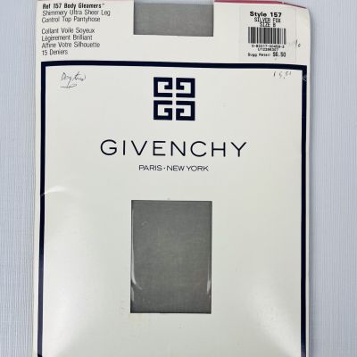 VTG Givenchy Body Gleamers, Silver Fox,Control Top Pantyhose Size B Stocking 157