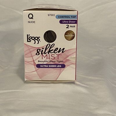 Leggs Silken Mist Ultra Sheer Leg Size Q Nude 2 Pair Pack