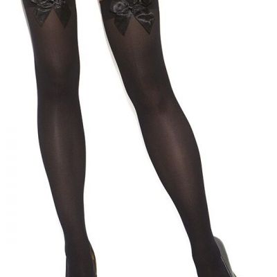 sexy ELEGANT MOMENTS opaque SATIN bows THIGH highs HI stockings HOSIERY nylons