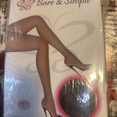 1 2Bare & Simple Women's Black Pantyhose Size B Sheer Spandex Control