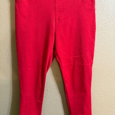 FADED GLORY CAPRI CROP LEGGINGS SZ XXL (20W) RED STRETCH PULL ON