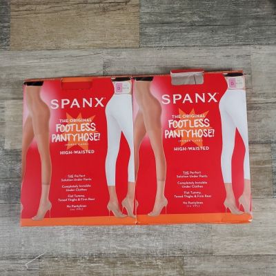 Spanx Footless Power Shaping Capri Pantyhose Sz D Nude NEW 2-Pack 2-Pair