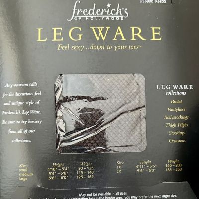Frederick’s Of Hollywood LegWare BLACK Faux Fishnet Pantyhose Flowers Sz M