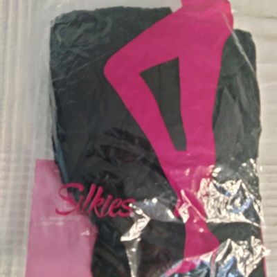 Silkies Women's Jet Black Control Top Pantyhose (2 Pair Pack) - Small