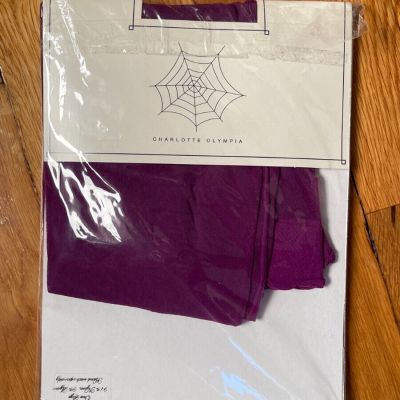 Charlotte Olympia purple back seam spider web tights, one size
