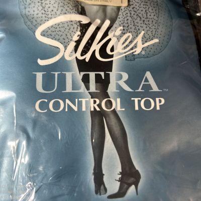 3 PairSilkies Ultra Control Top sheer Legs Mocha nylon tights. Size Med NIP