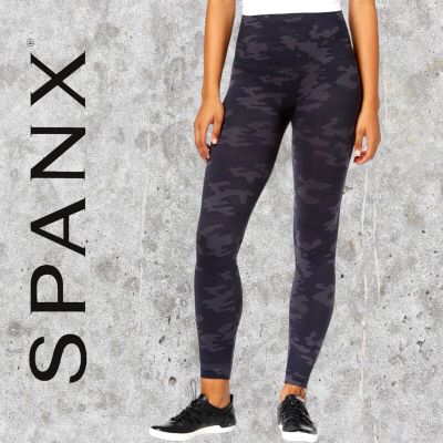 Spanx Women Look At Me Now High Waisted Seamless Leggings Black Camo Size Large