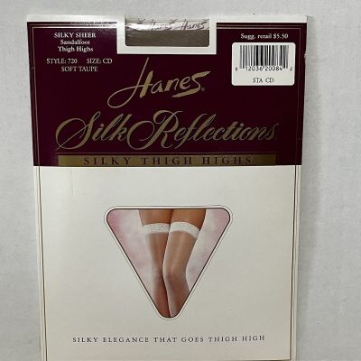 Hanes Silk Reflections Silky Sheer Thigh Highs Stockings Soft Taupe 720 CD