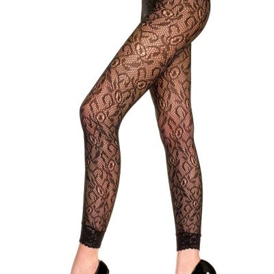 Black Lace Footless Tights Pantyhose